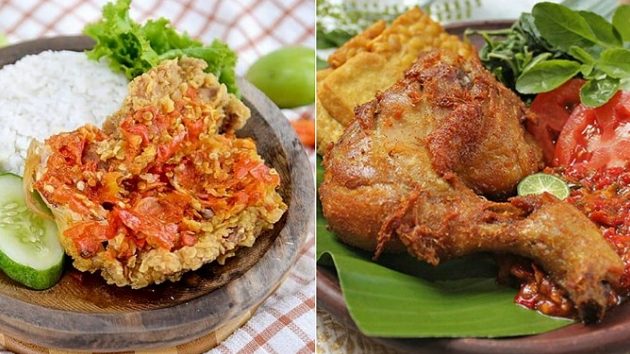 ayam geprek dan ayam penyet